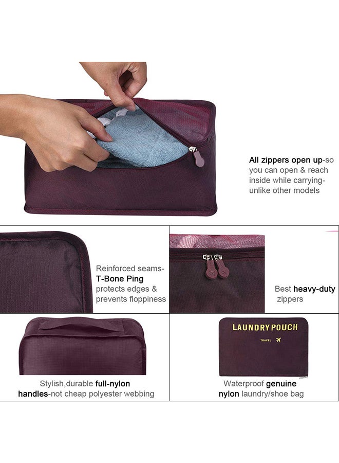 طقم حقائب تخزين للسفر مكون من 6 قطع وردي - Image 3