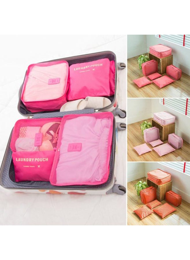 طقم حقائب تخزين للسفر مكون من 6 قطع وردي - Image 4