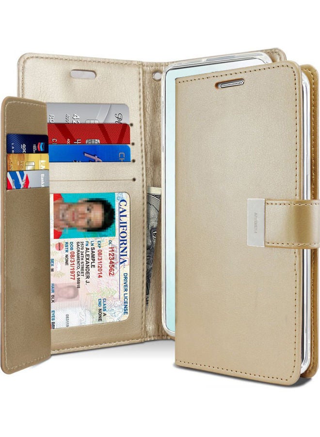 GOOSPERY Leather Protection Flip Cover For Apple iPhone 12 & 12 Pro Gold  - Image 1