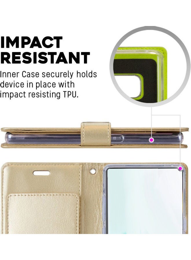 GOOSPERY Leather Protection Flip Cover For Apple iPhone 12 & 12 Pro Gold  - Image 5