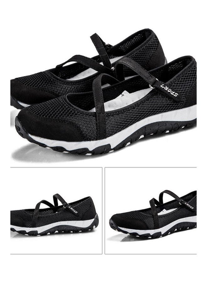 Beauenty - Women's Hook And Loop Closure Walking Shoes Black - Image 1