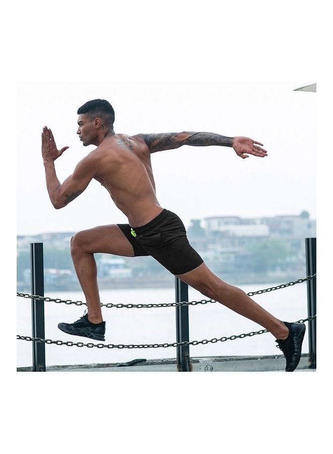 Men Sport Shorts Summer Hip Fitness Running Sportwear Black  - Image 3