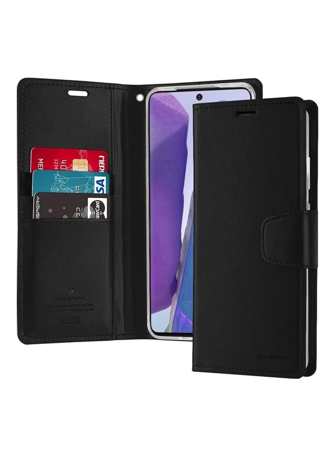 GOOSPERY Samsung Galaxy Note 20 Leather Protection Flip Cover Wallet Stand Case Black  - Image 1