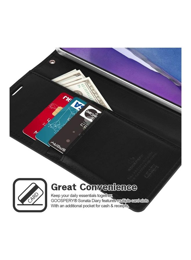 GOOSPERY Samsung Galaxy Note 20 Leather Protection Flip Cover Wallet Stand Case Black  - Image 3