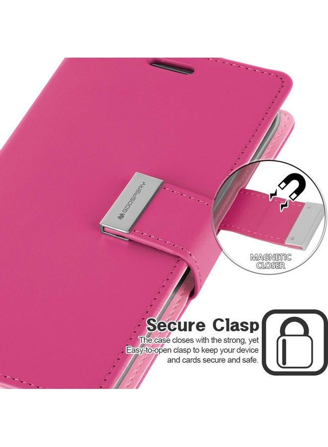 GOOSPERY iPhone 12 Pro Max  Leather Protection Flip Cover Wallet Case Fuchsia - Image 4