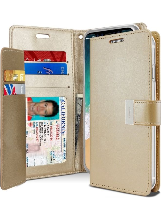 GOOSPERY iPhone 12 Mini  Leather Protection Flip Cover Wallet Case Gold  - Image 1