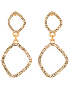 Pave Organic Oval Drop Earrings