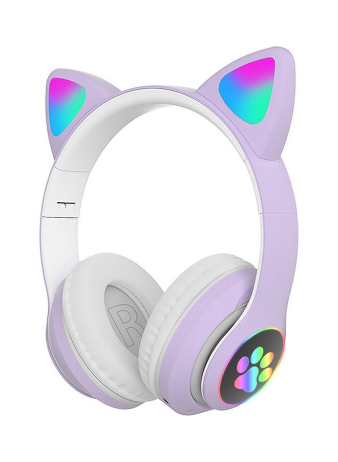 Over Ear Music Glowing Cat Ear Headphones Purple - Image 1