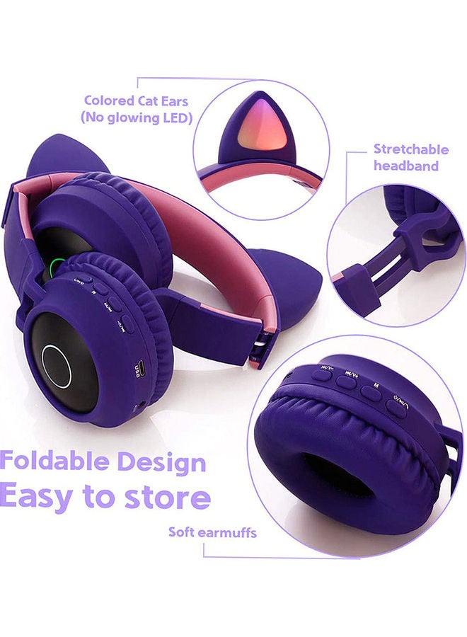 LED Cat Ear Wireless Headset Blue / Grey - Image 2