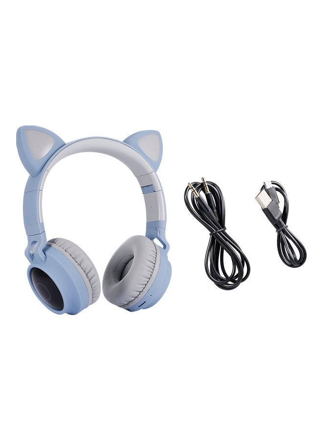 LED Cat Ear Wireless Headset Blue / Grey - Image 4