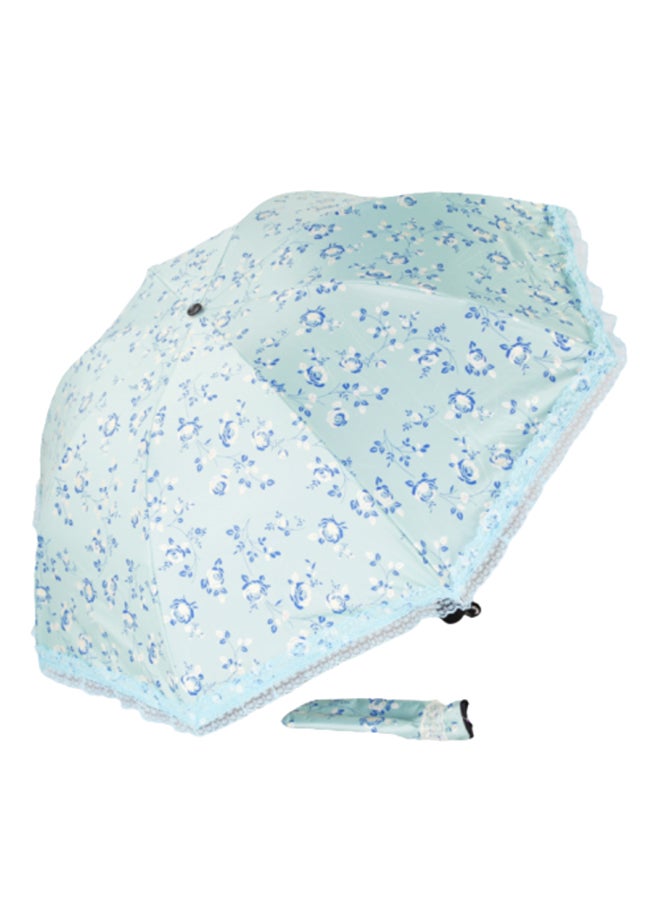 UTEX Foldable Cat Wave Edge Floral Umbrella Blue - Image 1