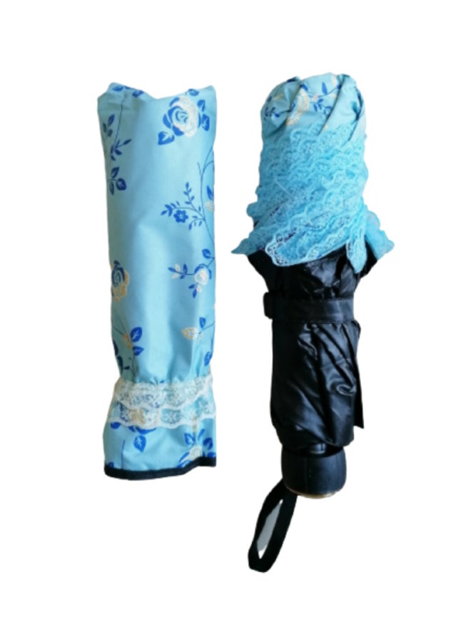 UTEX Foldable Cat Wave Edge Floral Umbrella Blue - Image 2