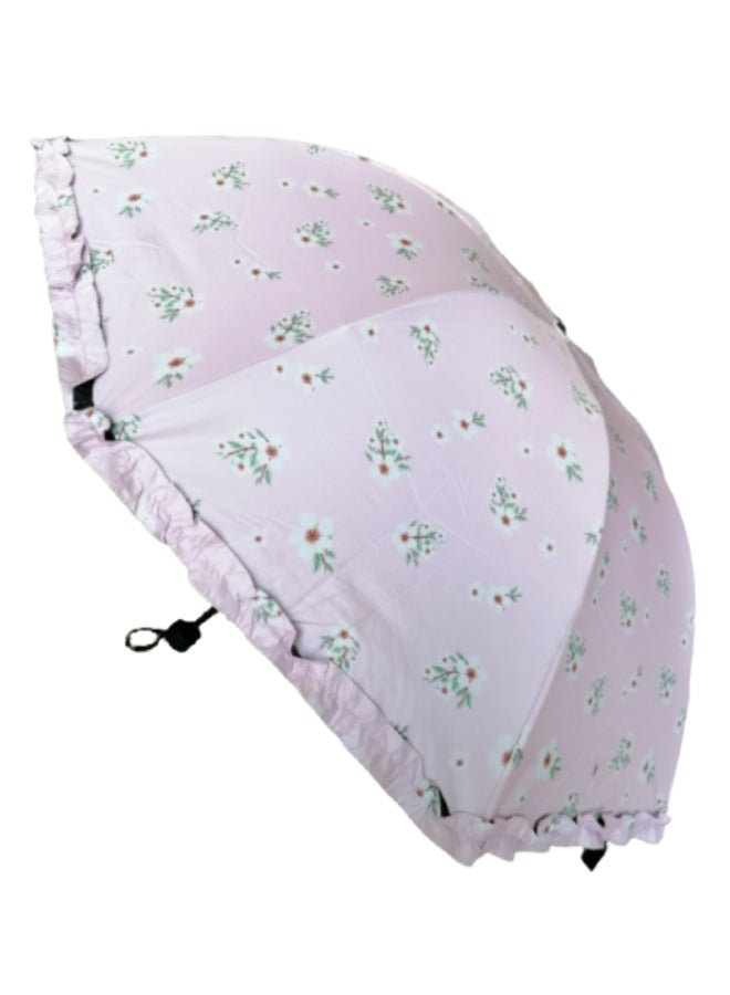 UTEX Foldable Lace Hand Embroidered Umbrella Pink - Image 1