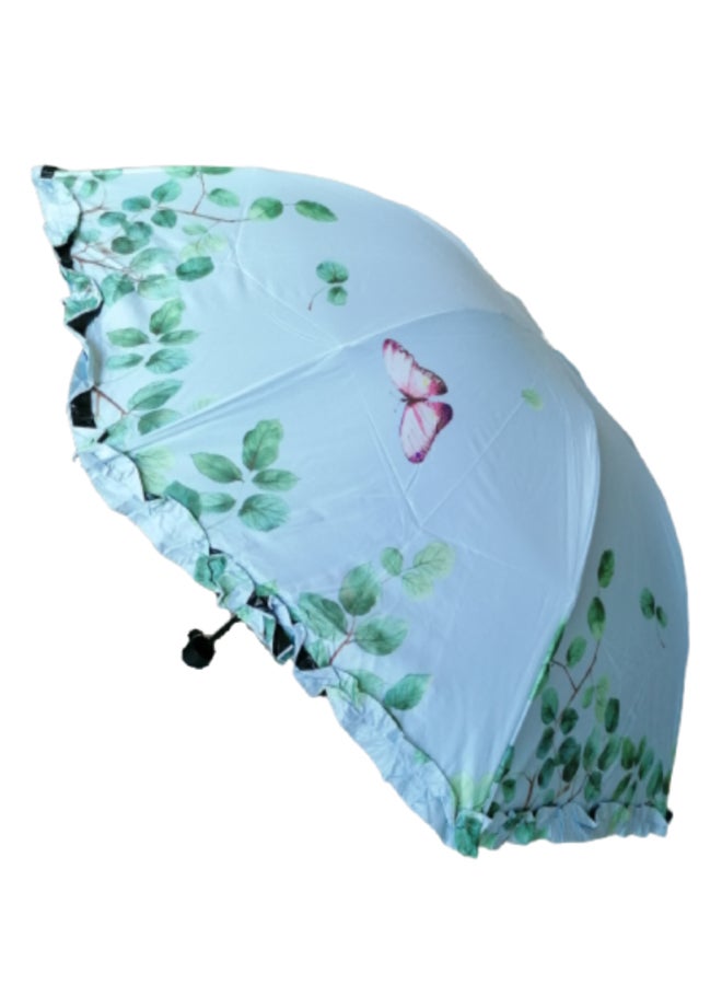 UTEX Foldable Lace Hand Embroidered Umbrella Blue - Image 1