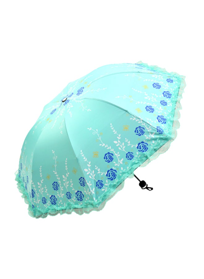 UTEX Foldable Lace Hand Embroidered Umbrella Green - Image 1