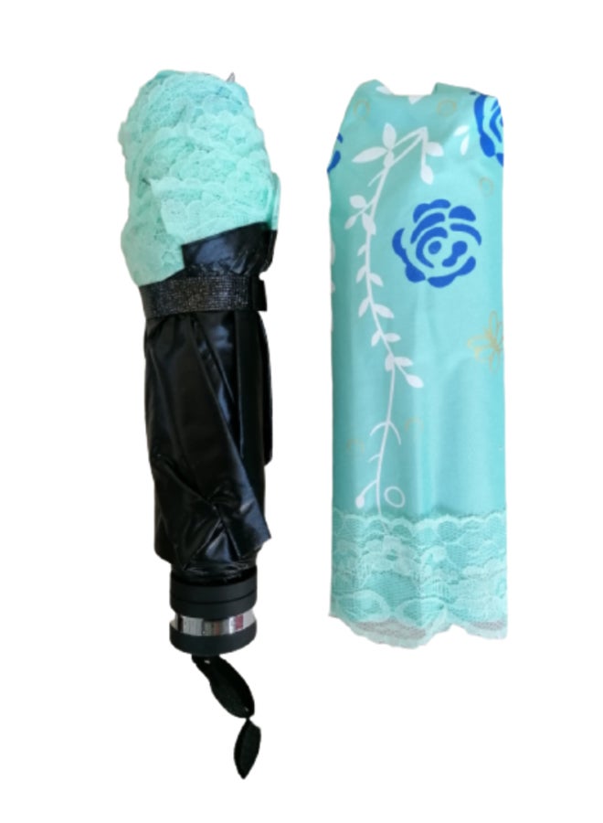UTEX Foldable Lace Hand Embroidered Umbrella Green - Image 2