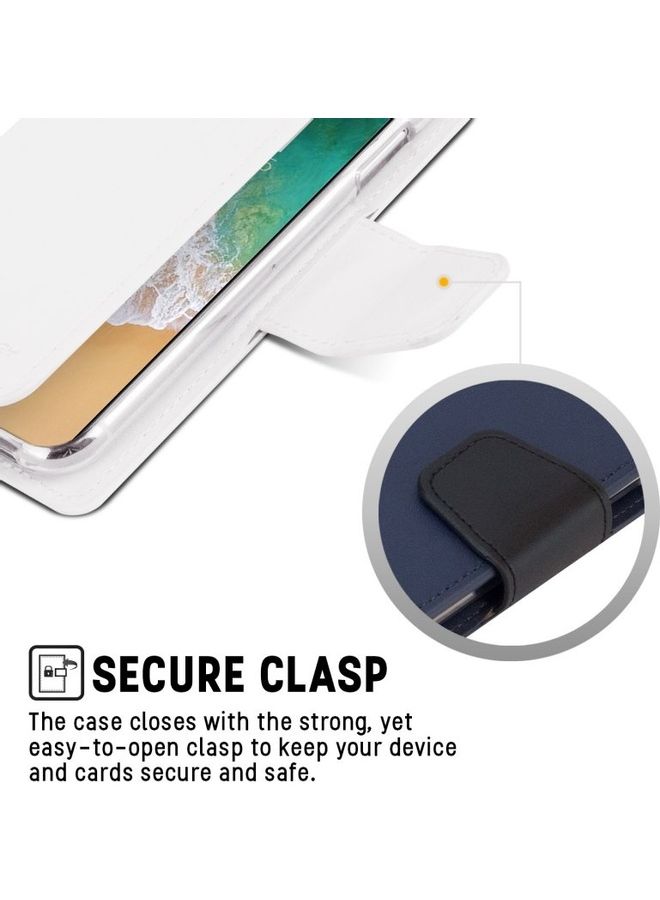 GOOSPERY iPhone 12 Mini  Leather Protection Flip Cover Wallet Stand Case White  - Image 3