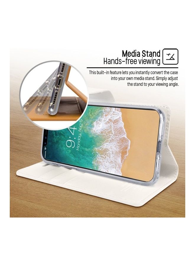 GOOSPERY iPhone 12 Mini  Leather Protection Flip Cover Wallet Stand Case White  - Image 4
