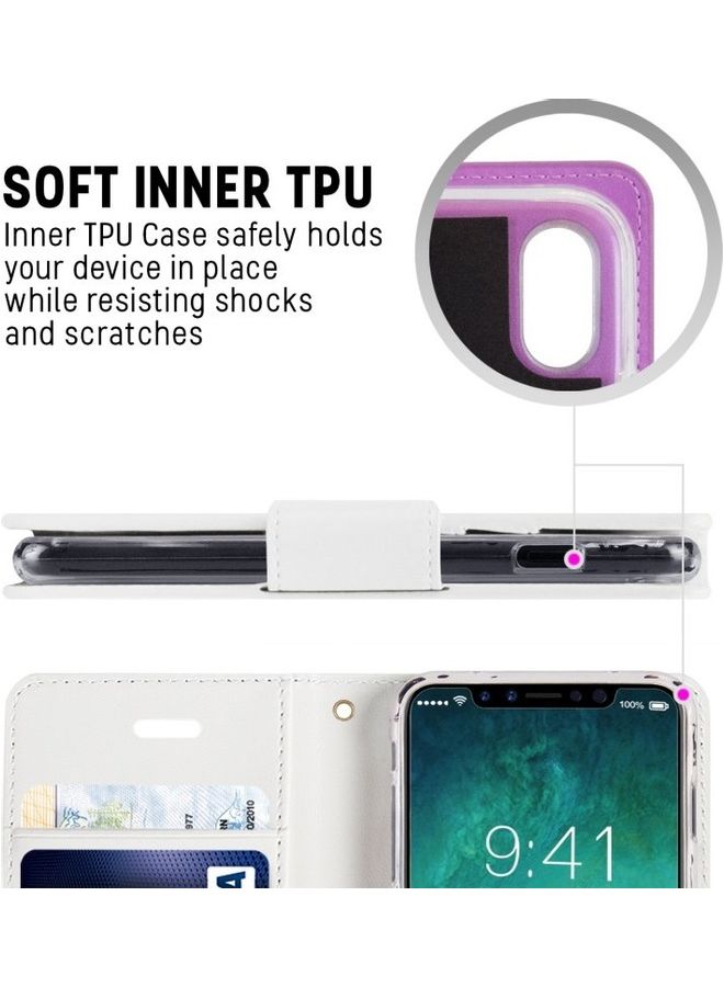 GOOSPERY iPhone 12 Mini  Leather Protection Flip Cover Wallet Stand Case White  - Image 5