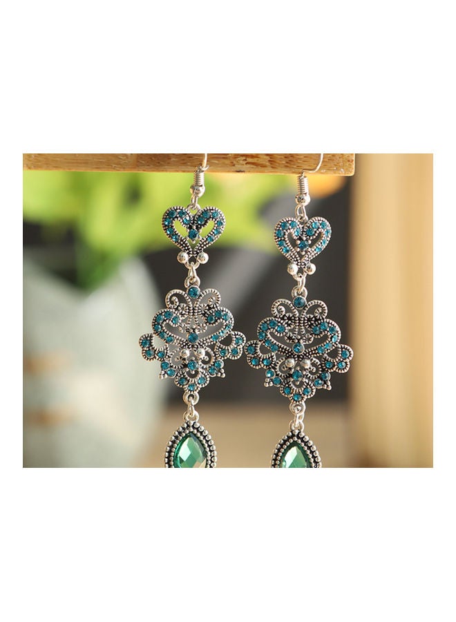 J&J 925 Silver Retro Water Studded Earrings - Image 2