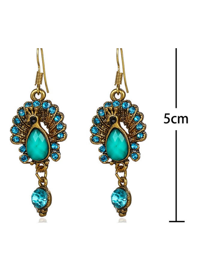 J&J 925 silver retro style rhinestone peacock earrings - Image 3