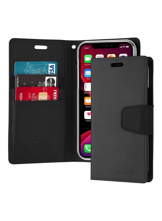 GOOSPERY iPhone 12 & 12 Pro  Leather Protection Flip Cover Wallet Stand Case Black  - Image 1
