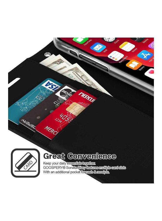 GOOSPERY iPhone 12 & 12 Pro  Leather Protection Flip Cover Wallet Stand Case Black  - Image 2
