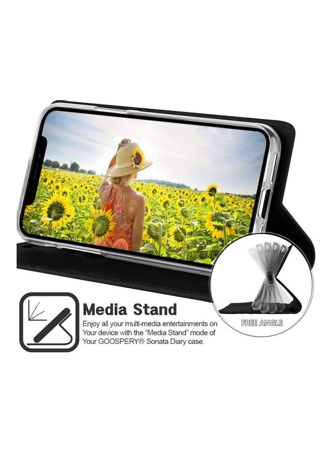 GOOSPERY iPhone 12 & 12 Pro  Leather Protection Flip Cover Wallet Stand Case Black  - Image 4