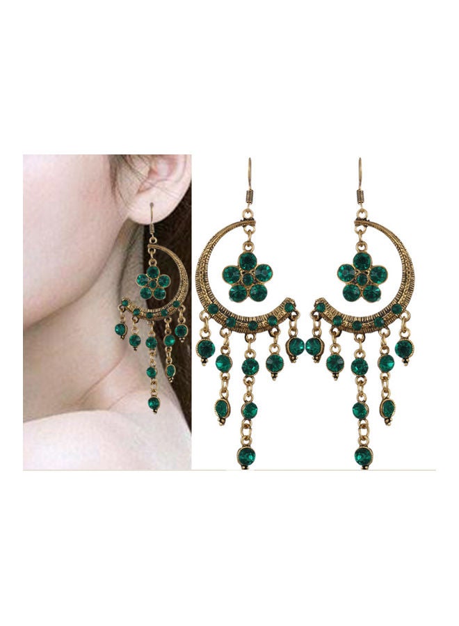 جونسون آند جونسون أقراط متدلية بتصميم هلال وزهور ومزينة بشراشيب طويلة - Image 3