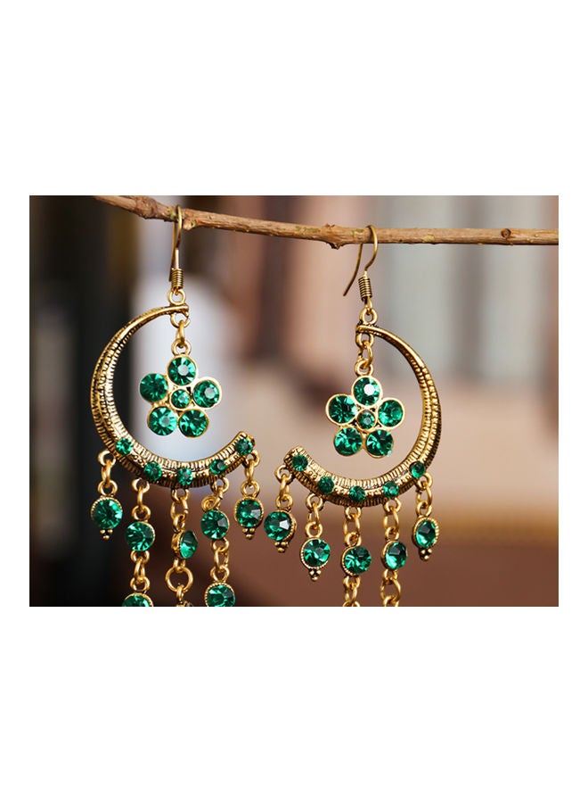 جونسون آند جونسون أقراط متدلية بتصميم هلال وزهور ومزينة بشراشيب طويلة - Image 4