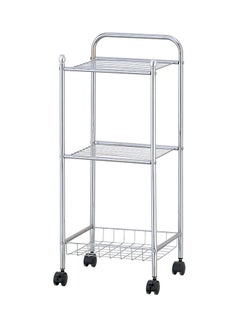 2-Shelf And Wire Basket Trolley silver 32x28x77cm - v1609832065/N43299128A_1