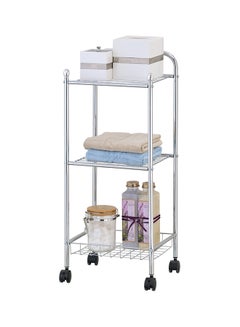 2-Shelf And Wire Basket Trolley silver 32x28x77cm - v1609832065/N43299128A_2