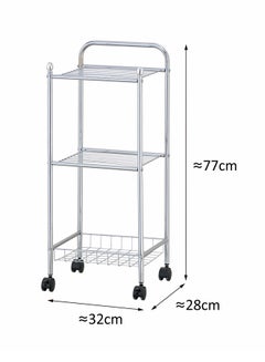 2-Shelf And Wire Basket Trolley silver 32x28x77cm - v1609832065/N43299128A_3