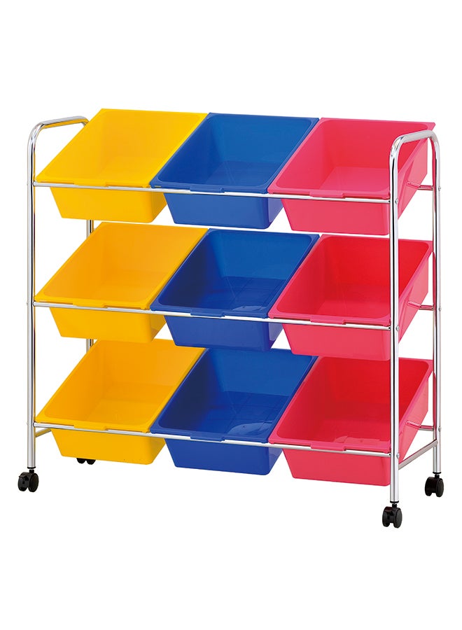 زينمينتس منظم تخزين ب9 صناديق مع عجلات متعدد الألوان 90.5x36x86سم - Image 1