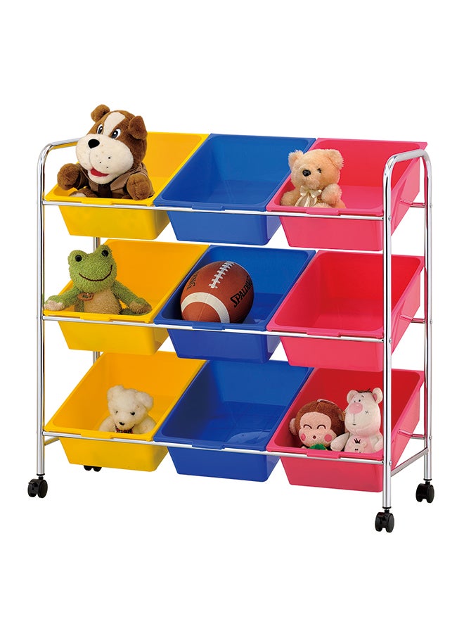 زينمينتس منظم تخزين ب9 صناديق مع عجلات متعدد الألوان 90.5x36x86سم - Image 2