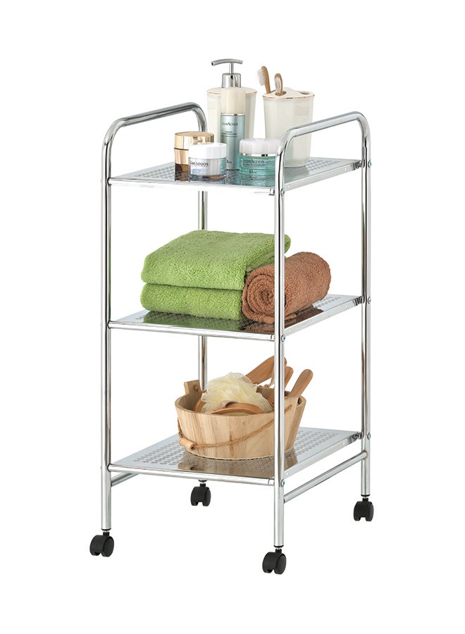 زينمينتس رف معدني بعجلات من 3 طبقات فضي 32x36.5x71سم - Image 2