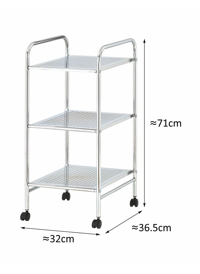 زينمينتس رف معدني بعجلات من 3 طبقات فضي 32x36.5x71سم - Image 4