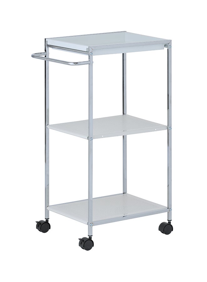 زينمينتس ترولي متحرك بعجل مزود برفان معدنيان وصينية علوية فضي 46.5x31x76سم - Image 1
