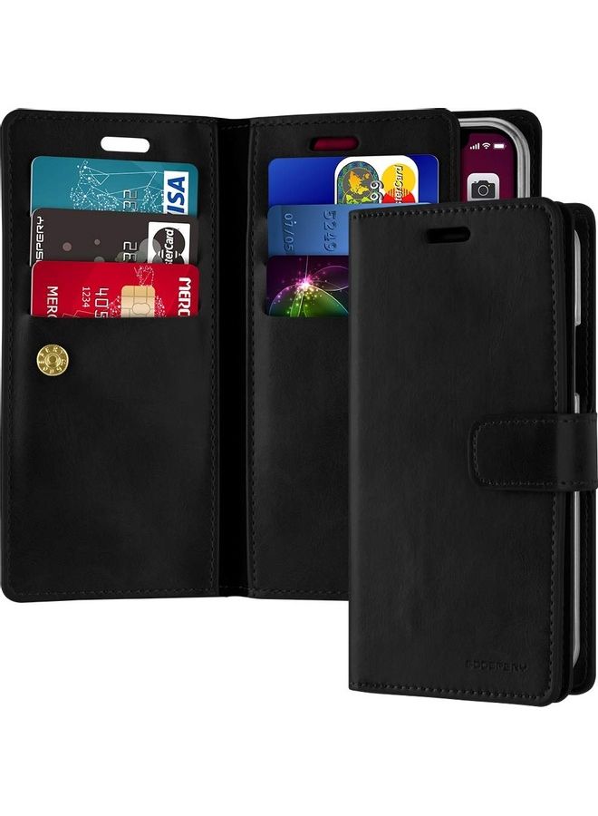GOOSPERY iPhone 12 Pro Max Leather Protection Flip Cover Wallet Case Black  - Image 1