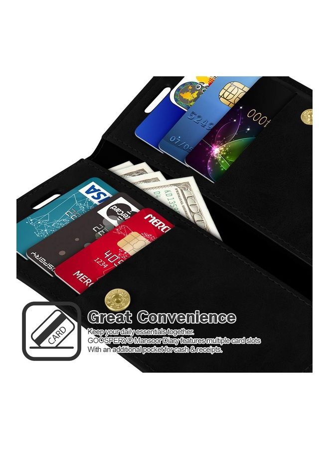GOOSPERY iPhone 12 Pro Max Leather Protection Flip Cover Wallet Case Black  - Image 3