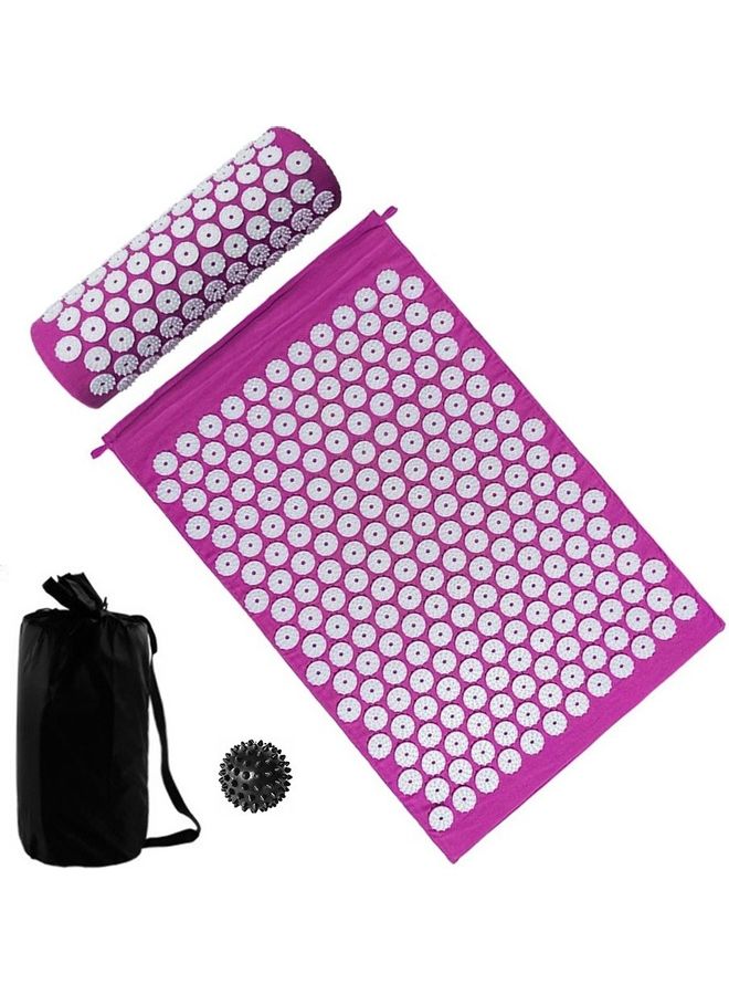 Generic Acupressure Mat And Pillow Set With Spiky Massage Ball 40x20x20cm  - Image 1