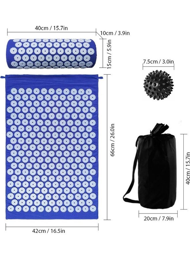 Generic Acupressure Mat And Pillow Set With Spiky Massage Ball 40x20x20cm  - Image 2