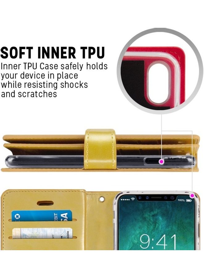 GOOSPERY - iPhone 12 Pro Max  Leather Protection Flip Cover Wallet Case Gold - Image 1