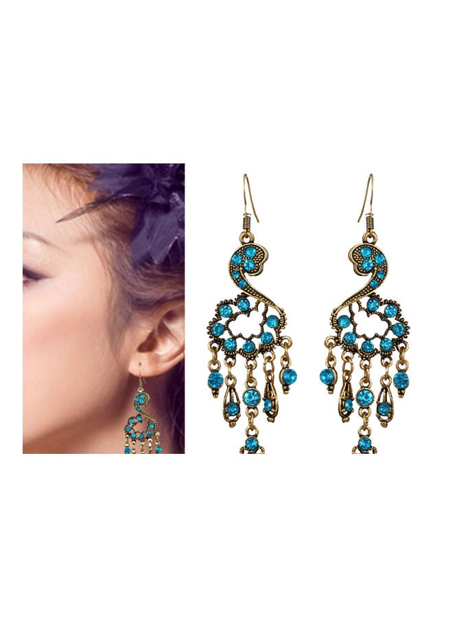 J&J 925 Silver Hollow Cloud Texture with Rhinestones Long Dangle Earrings - Image 4