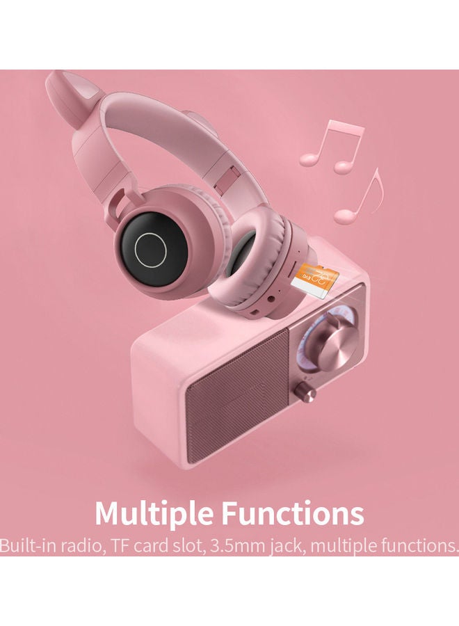 LED Cat Ear Wireless Headset Pink - Image 3