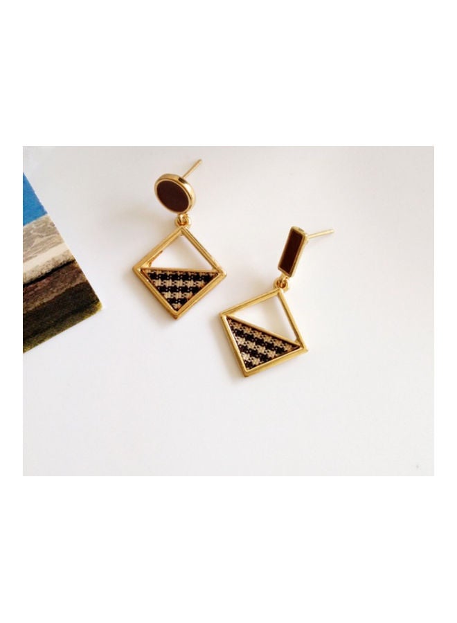 J&J Handmade S925 Silver Diamond-Shaped Korean Harajuku Niche Net Dangle Earrings - Image 3