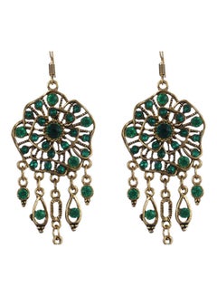 925 Silver Flower-Shaped Studded Rhinestone Dangle Earrings