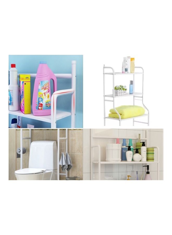 رف تخزين المرحاض معدني ثلاث طبقات أبيض 50*25*160سم - Image 4