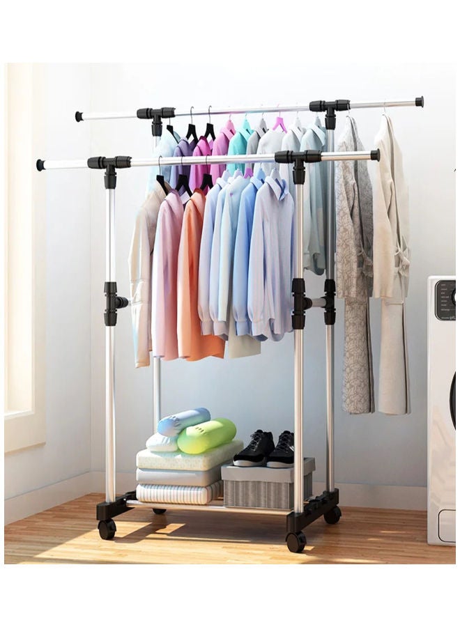 Metal Clothes Hanger Rack Silver 144*41*155cm - Image 2