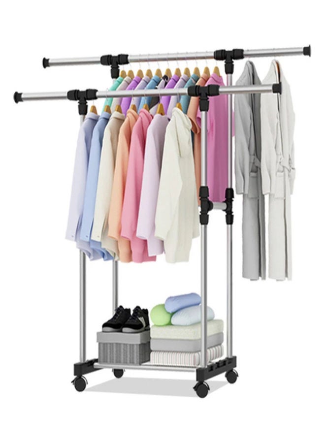 Metal Clothes Hanger Rack Silver 144*41*155cm - Image 3